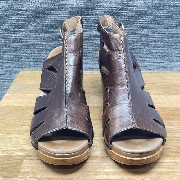Dansko Demetra Sandals Women US 11.5 EU 42 Brown Leather Cutout Block Heel Clogs main image 8